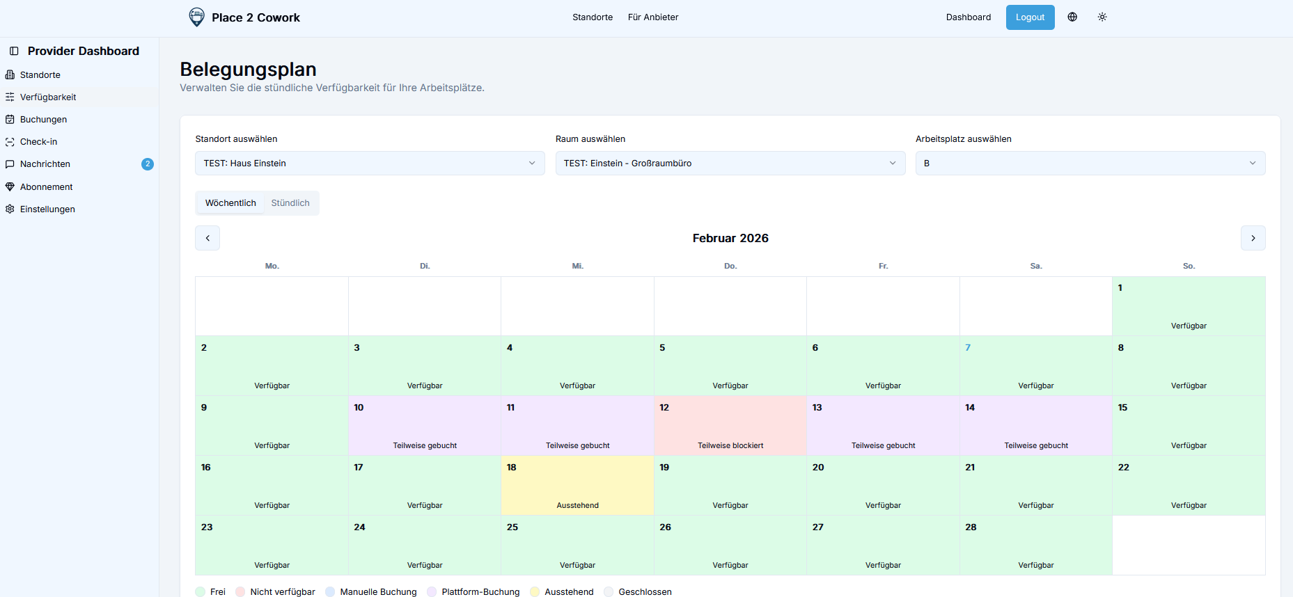 Verfügbarkeitskalender